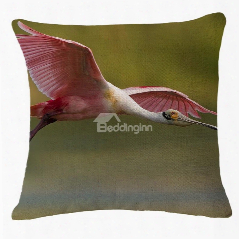 Sweet Flying Flamingo Print Square Throw Pillow
