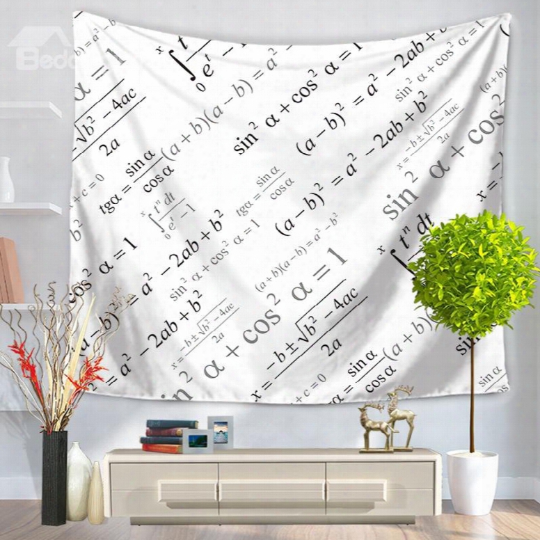 Trigonometric Function Mathematics Equation Pattern White Decorative Hanging Wall Tapestry