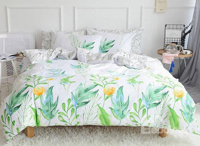 Tropical Plants Fresh Style Cotton 4-piece Bedding Sets/ Duvet Cover