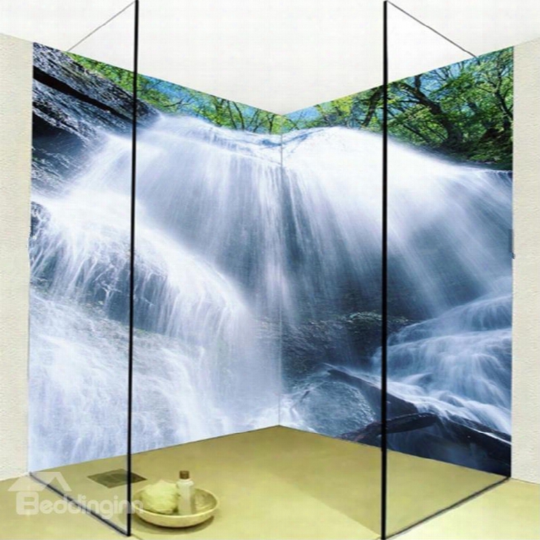 Unique Magnificent Waterfalls Pattern Waterproof 3d Bathroom Wall Murals