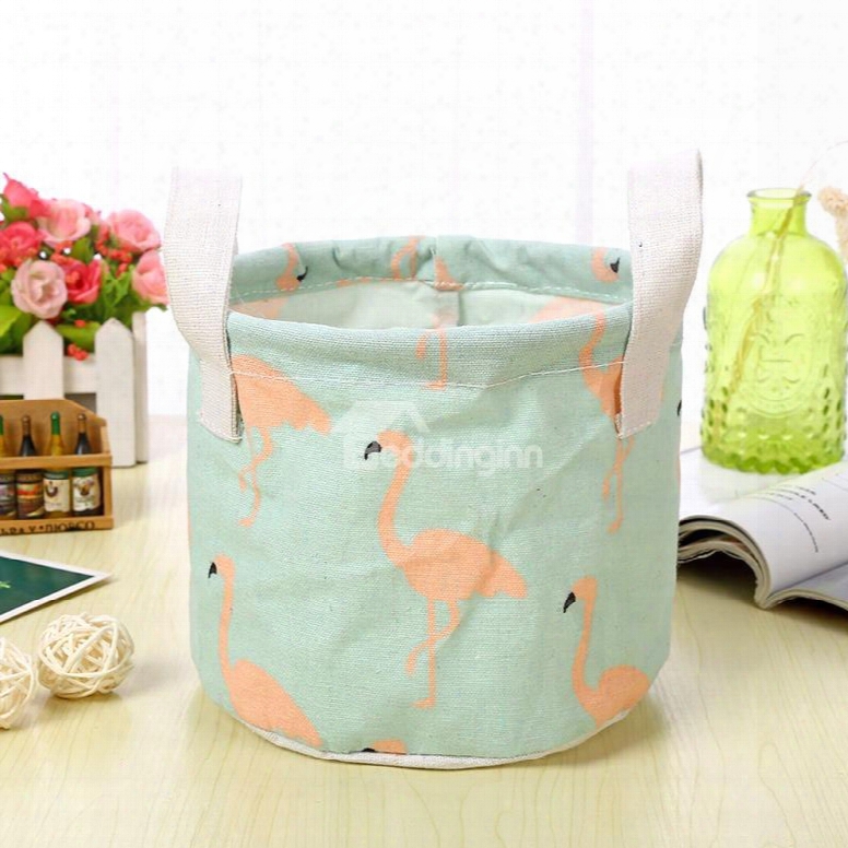 Water-proof Thick Polyester Cotton Flamingo Modern Style Car Organizer Storage Box