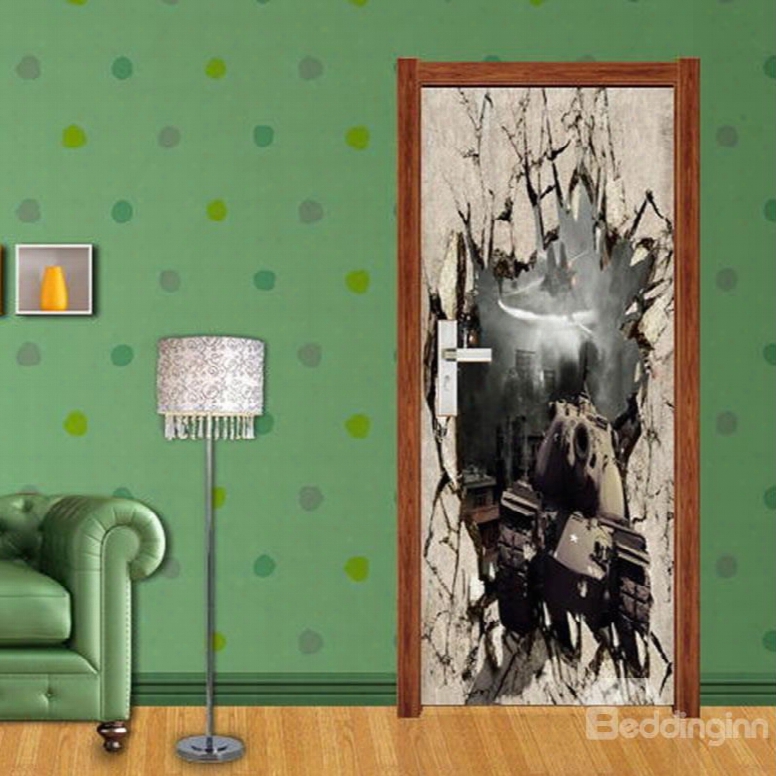 30␔79in Explosive Wall Remains Pvc Environmental Waterproof Self-adhesive 3d Door Mural