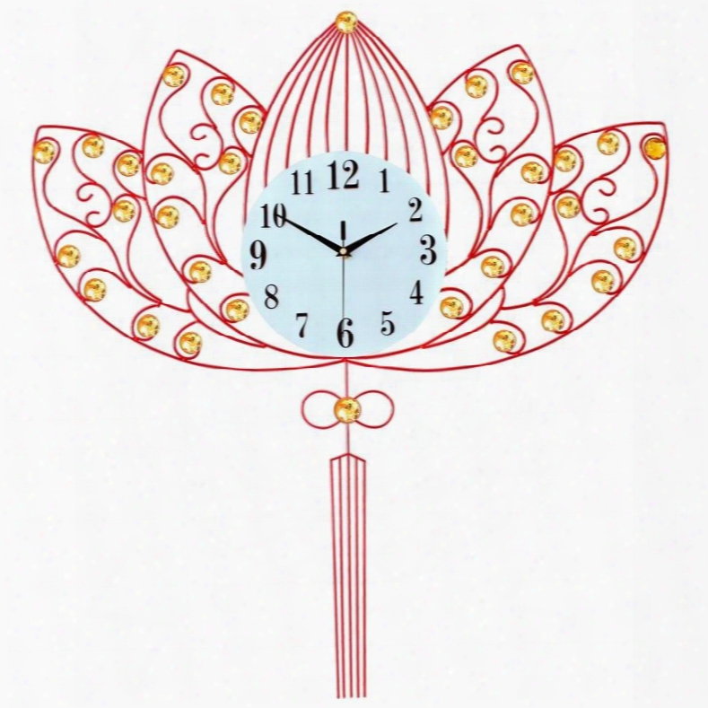 34␔30in Lotus Pattern Iron Battery Mute Hanging Wall Clock