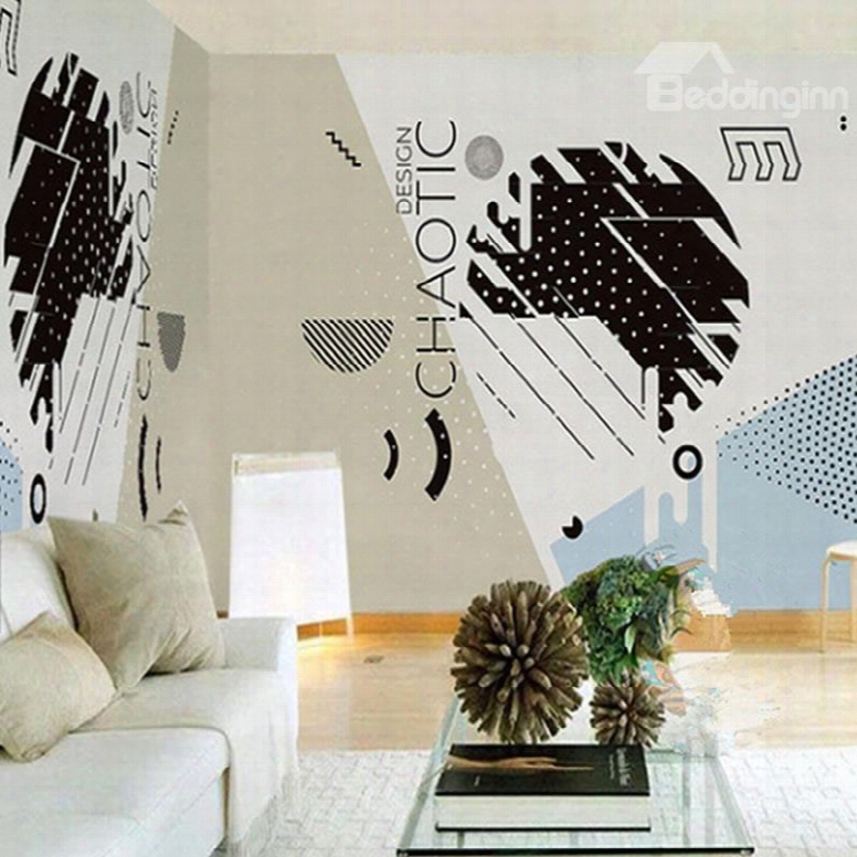 3d Chaotic Design Pvc Sturdy Waterproof Eco-friendly Self-adhesi Ve Wall Mural