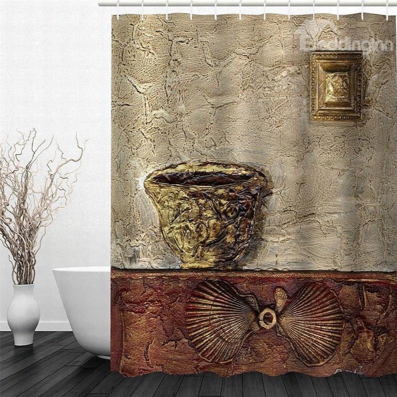 3d Classic Art Work Polyester Waterproof And Eco-friendly Shower Curtain
