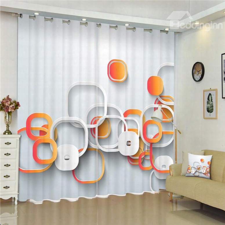 3d Irregular Circles Printed Thick Polyester Creative And Modern Style Living Room Curtain