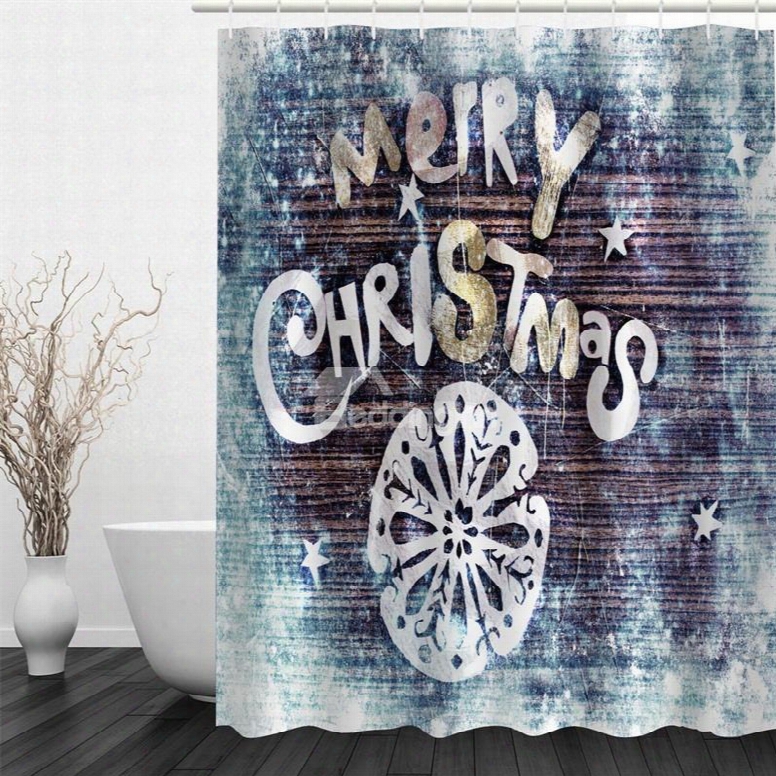 3d Merry Christmas Printed Polyester Waterproof Antibacterial Eco-friendly Shower Curtain