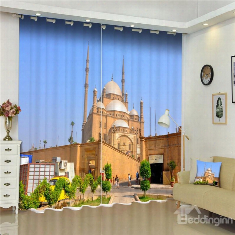 3d Mosque Of Mohammed Ali Printed Famous And Wonderful Building Scenery Decorative Curtain