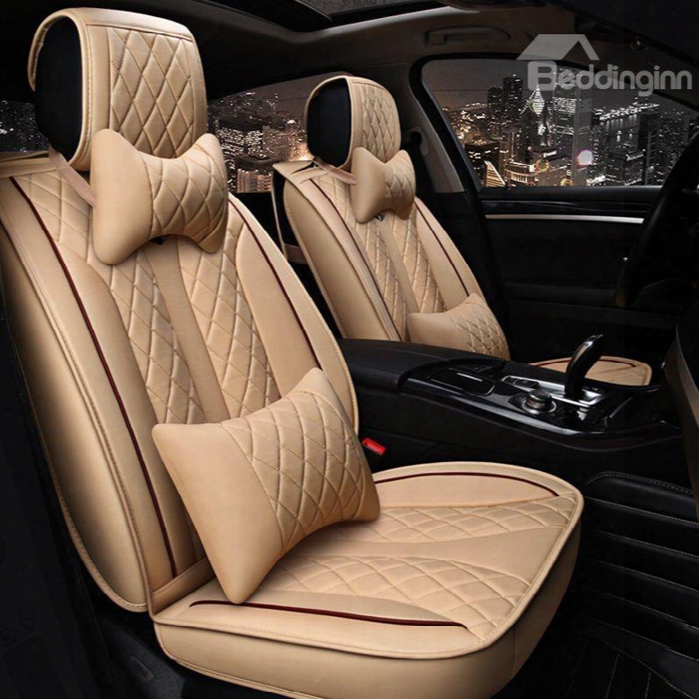3d Texture Decorous Classic Business Style Leather Universal Car Seat Covers