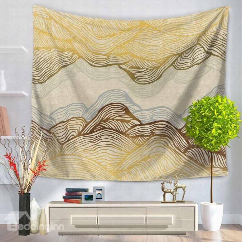 Abstract Yellow Ripple Mountain Shape Decorative Hanging Wall Tapestry