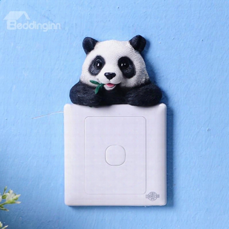 Amusing Modern Design Cute Panda Shape 3d Wall Switch Stickers