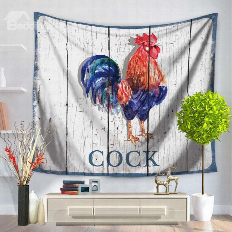 Artful Cartoon Colorful Cock Pattern Decorative Hanging Wall Tapestry