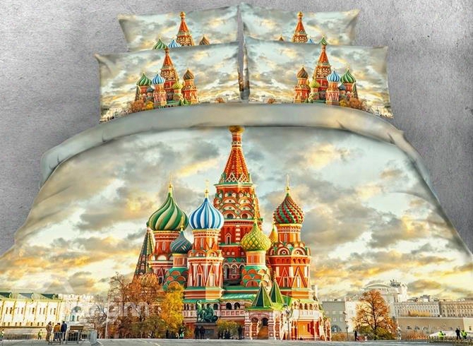 Beautiful Saint Basil's Cathedral Print 5-piece Comforter Sets