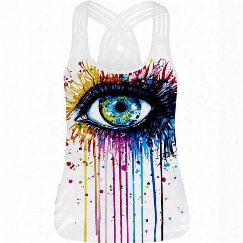 Big Eye 3d Painting  Fashion Design Summer Vest Sleeveless Tank Top