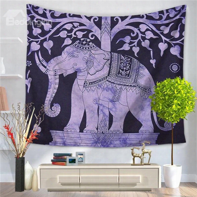 Block Print Mandala Elephant Psychedelic Treesdecorative Hanging Wall Tapestry