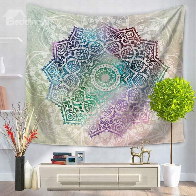 Changeful Color Mandala/lotus Pattern Exotic Style Decorative Hanging Wall Tapestry