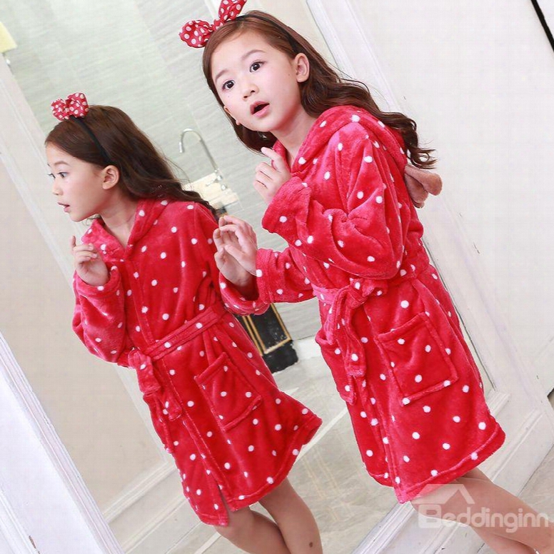 Christmas Deer Shaped Polyester Red 1-piece Kids Robe