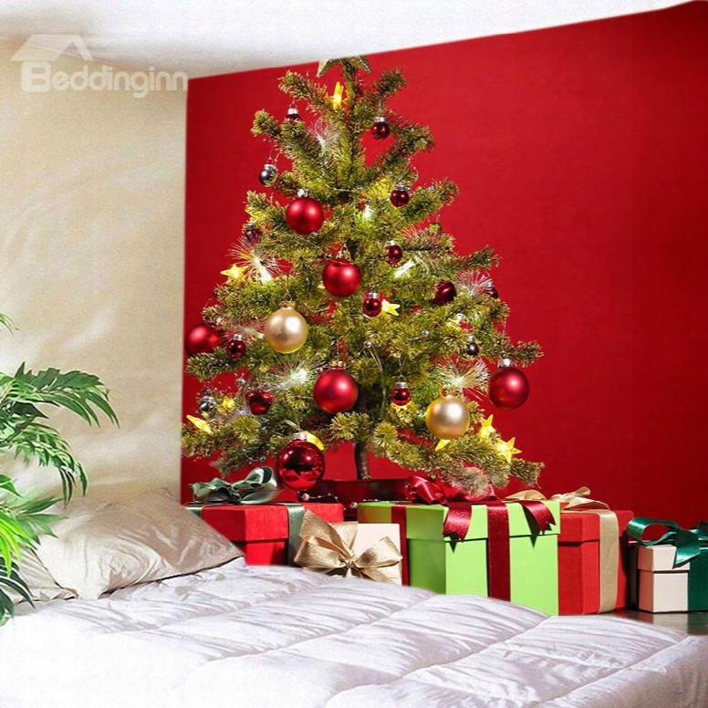 Christmas Gifts And Decoration Tree Red Hanging Wall Tapestry