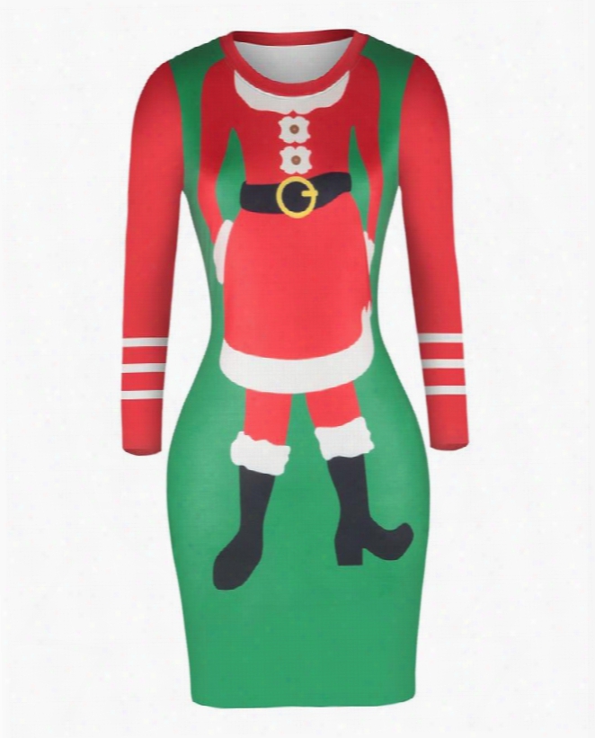 Christmas Sweater Santa Claus Pullover Women Dress