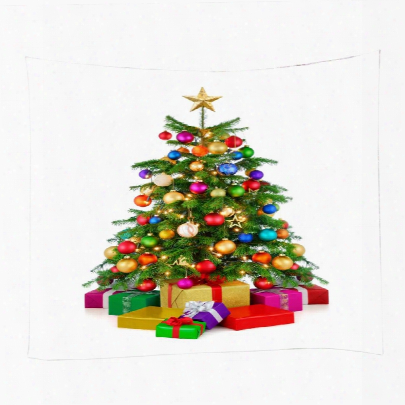 Christmas Trees With Colorful Ornaments Pattern Decorative Hanging Wall Tapestry