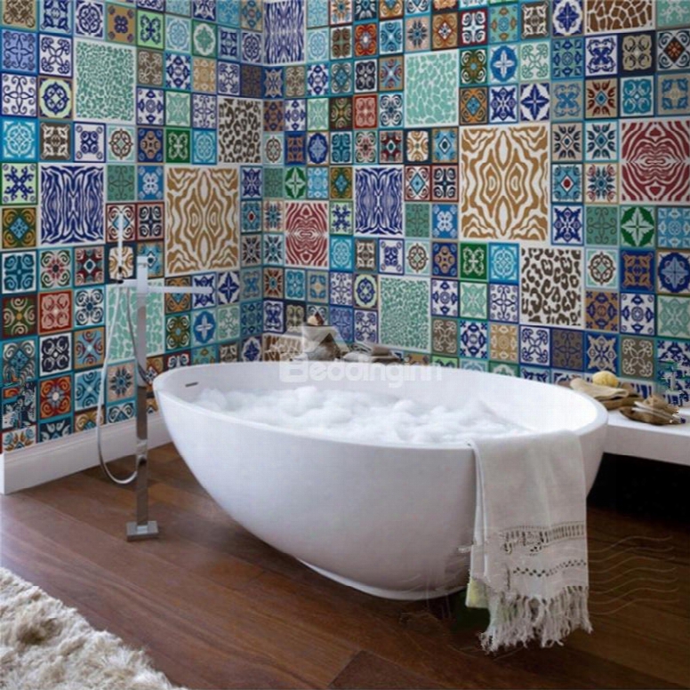 Classic Irregular Pattern European Style Waterproof 3d Bathroom Wall Murals