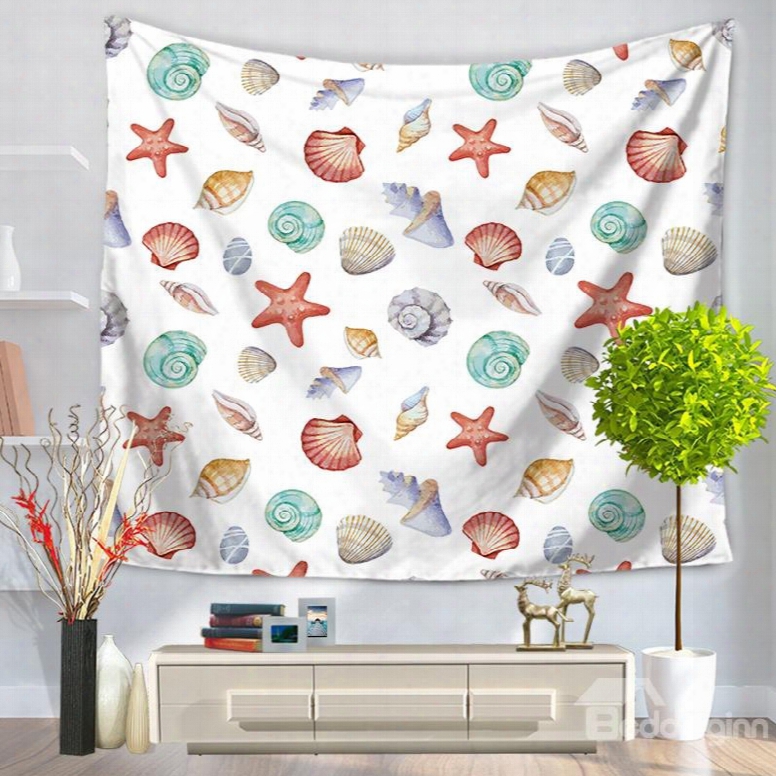 Color Starfish Shell Conch Marine Pattern Decorative Hanging Wall Tapestry
