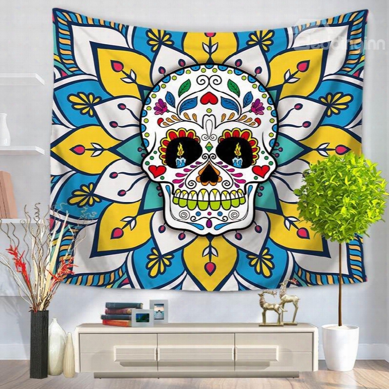 Colorful Creepy Skull Pattern Modern Style Decorative Hanging Wall Tapestry