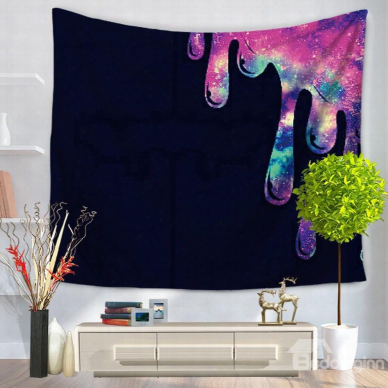 Colorful Water Drop Pattern Bohemia Style Black Decorative Hanging Wall Tapestry