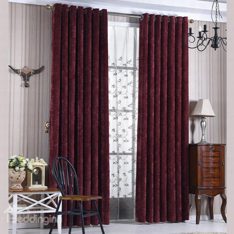 Contemporary Concise Red Blacklut Custom Curtain