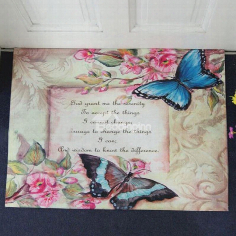 Country Style Beautiful Butterflies Print Non-slip Decorative Doormat