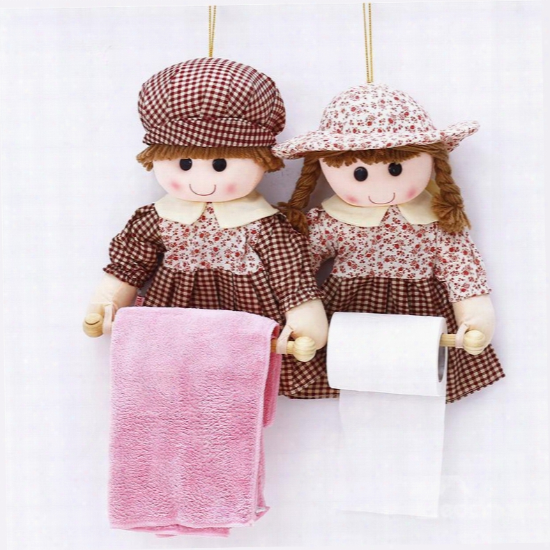 Creative And Beautiful Polyester Dolls One Pair Paper And Tower Holders