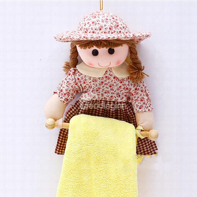 Creative And Lovely Polyester Doll One Paper And Tower Holder