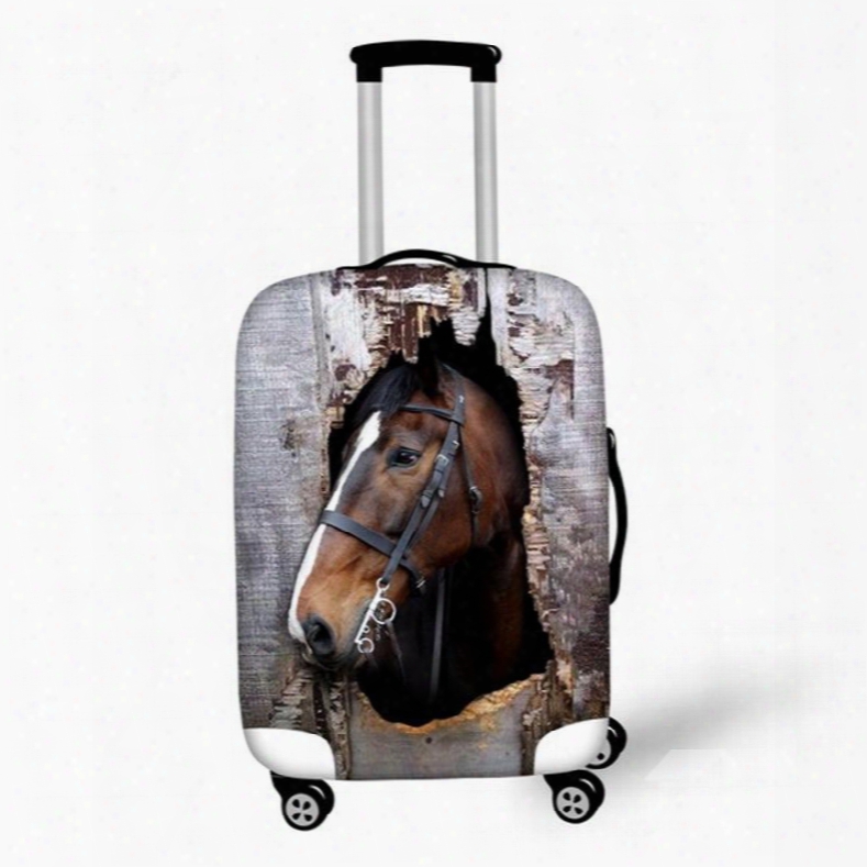 Creative Horse Uotside Broken Wooden Pattern 3d Painted Luggage Cover