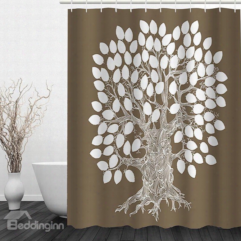 Creative White Tree Printing Christmas Theme Bathroom 3d Shower Curtain