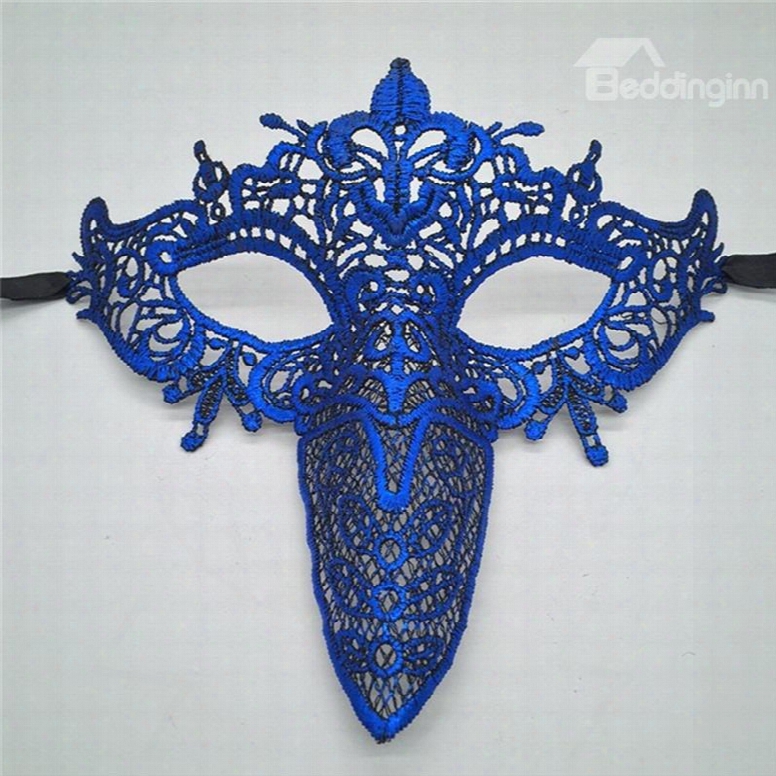 Cupid Beak Hollow Lace Halloween Masquerade Mask Blue