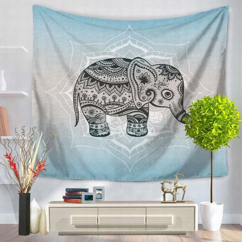 Cute Little Eoephant With Mandala Pattern Bohemia Style Decorative Hanging Wall Tapestry