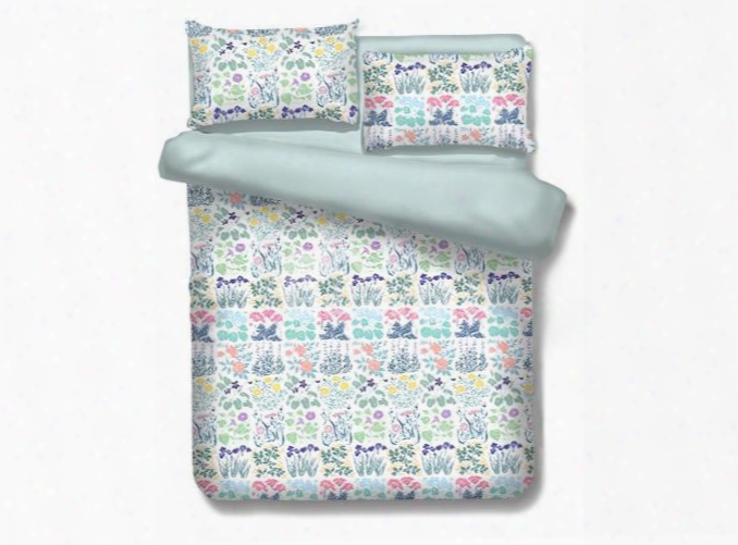 Designer Sppring Garden Printed Pastoral Style Polyester 4-piece Bedding Sets/duvet Cover