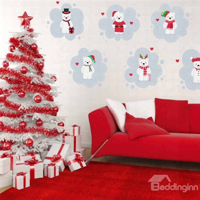 Durable Waterproof 6 Snowmen Pvc Kids Room Wall Stickers