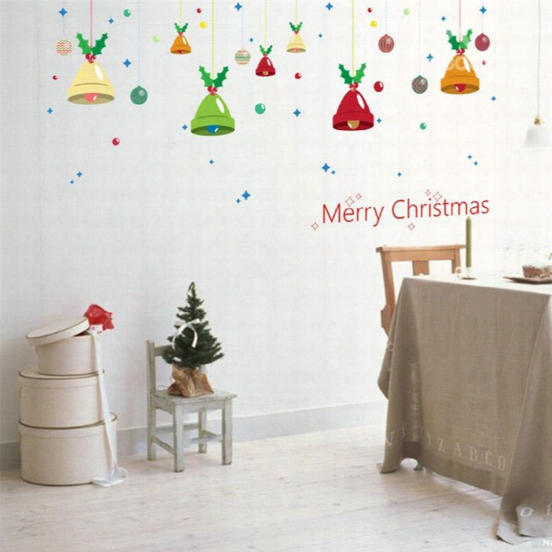 Durable Waterproof Christmas Bells Pvc Kids Room Wall Stickers