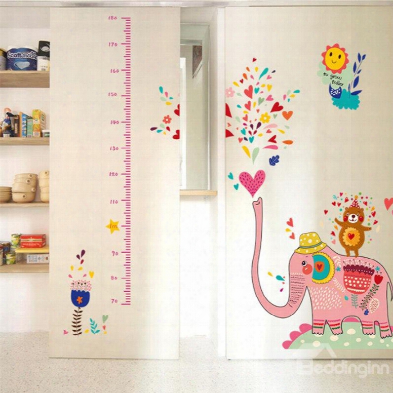 Durable Waterproof Spraying Elephant Pvc Kids Room Height Ruler Wall Stickers