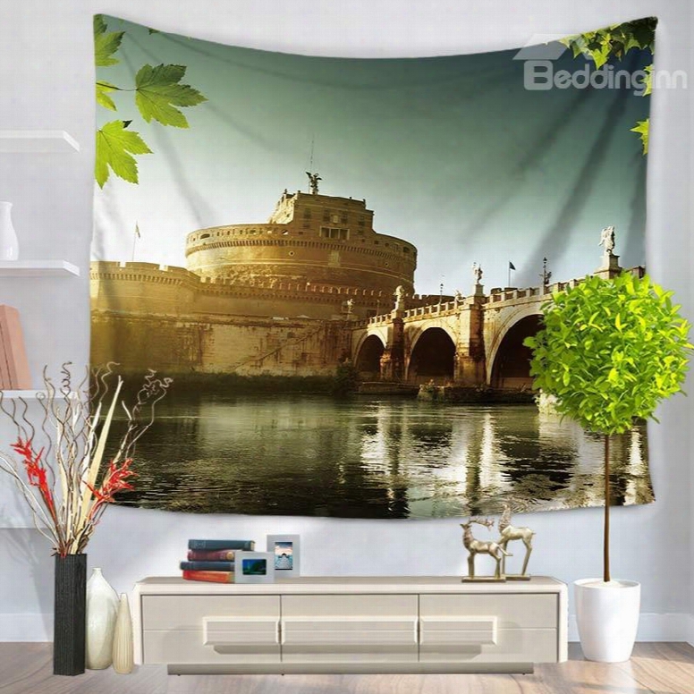 European Architecture Castle And Bridge Decorative Hanging Wall Tapestry