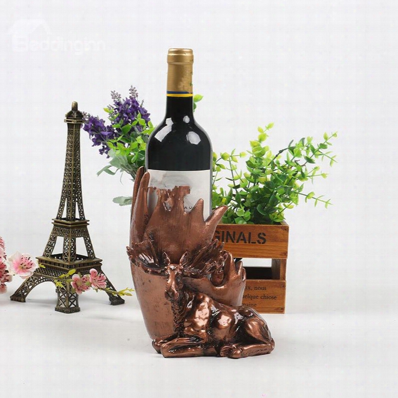 Fabulous Resin Sika Deer Purpose European Style Decorative Wine Rack