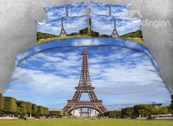 Famous Eiffel Tower Print  5-piece Comforter Sets