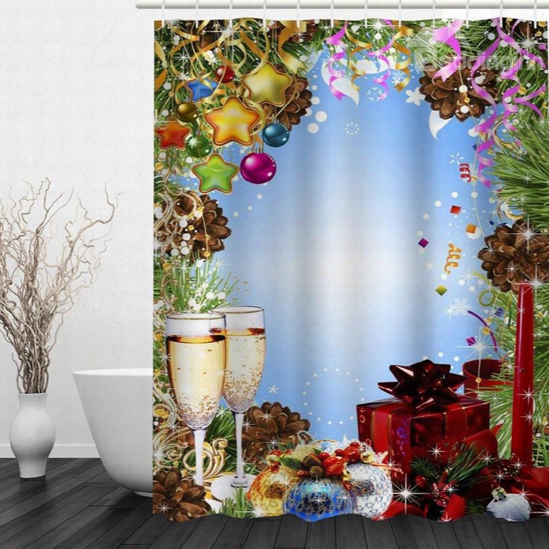 Fancy Dinner Printing Christmas Theme Bathroom 3d Shower Curtain