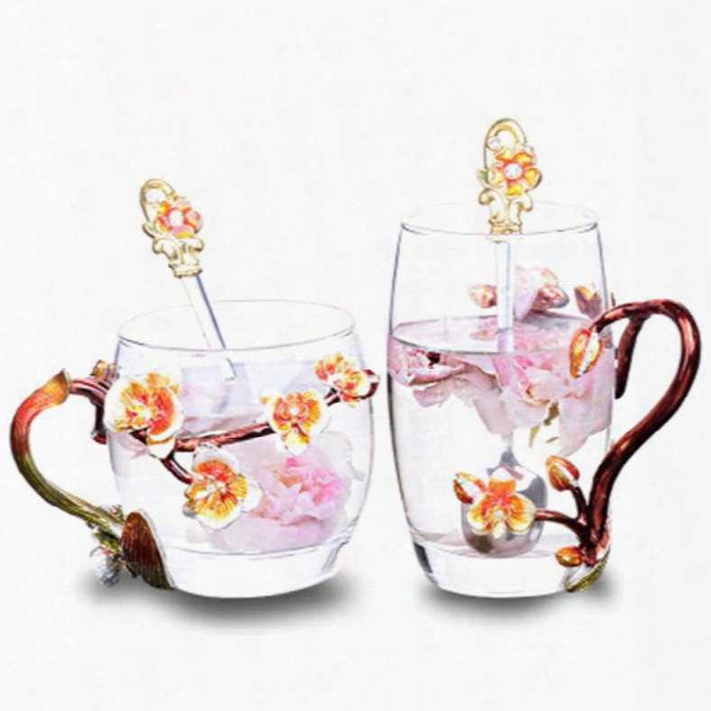 Fashion And Modern Elegant Enamel Glass Home And Office Cups For Lovers