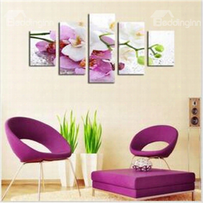 Flower Hanging 5-piece Canvaw Eco-friendly And Waterproof Non-framed Prints