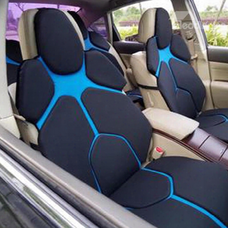 Futuristic Supercar Style Distinctive Black&blue Universal Car Seat Covers