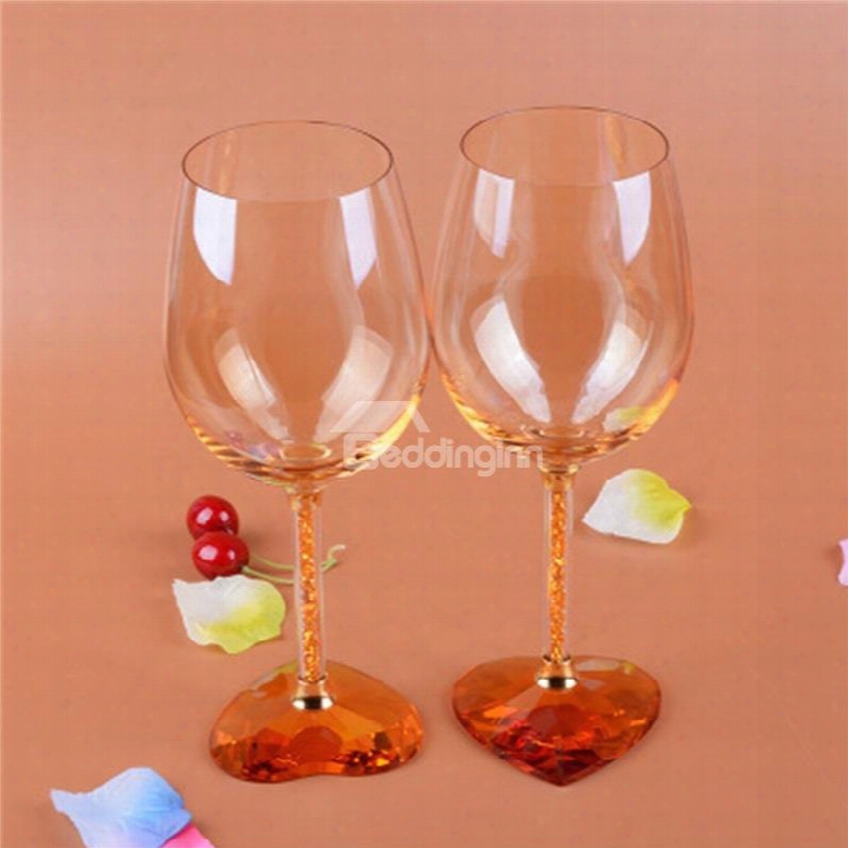 High Grade Heart-shaped Wine Glass With Diamonds Romantic Wine Cups