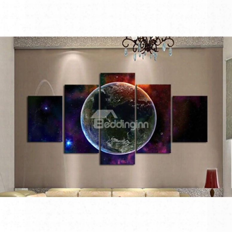 Huge Planet In Universe Hanging 5-piece Canvas Eco-friendly And Waterproof Non-framed Prints