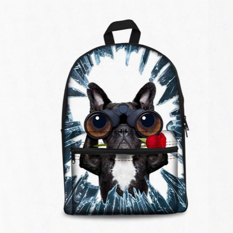 Kids School Backpack For  Boys & Girls 3d Bulldogs Face Print Design